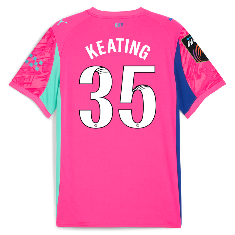 Kids' Man City Goalkeeper Jersey 2025/26 With KEATING 35 Printing pink - Check out all Manchester City t-shirts online - Official Manchester City FC store